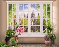 Фотообои Красивое окно с цветами