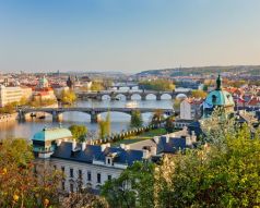 Фреска Прага. Вид на мосты